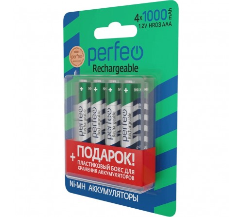 Аккумулятор PERFEO      R03 AAA BL4 NI-MH 1000mAh + BOX  1.2v (4/40)