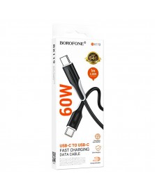 Кабель  Type-C - Type-C Borofone BX119 1.0 m,3.0A, Black, коробочка Пластик, PD60W
