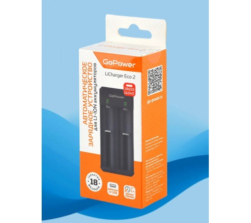 Зарядное устройство  GoPower LiCharger Eco 2 Li-ion 2 слота (1/40)