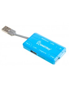 USB-концентратор SmartBuy (SBRH-  750-B) + картридер Blue..