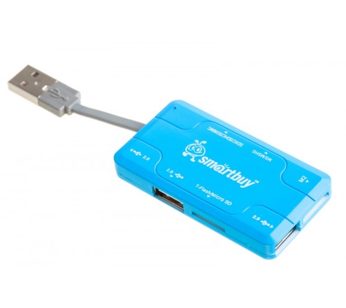 USB-концентратор SmartBuy (SBRH-  750-B) + картридер Blue