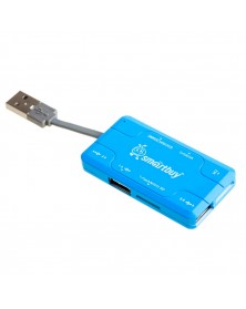 USB-концентратор SmartBuy (SBRH-  750-B) + картридер Blue..