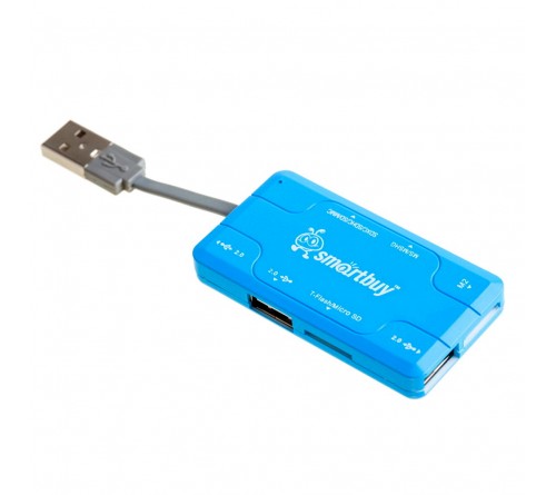 USB-концентратор SmartBuy (SBRH-  750-B) + картридер Blue