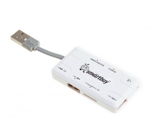 USB-концентратор SmartBuy (SBRH-  750-W) + картридер White