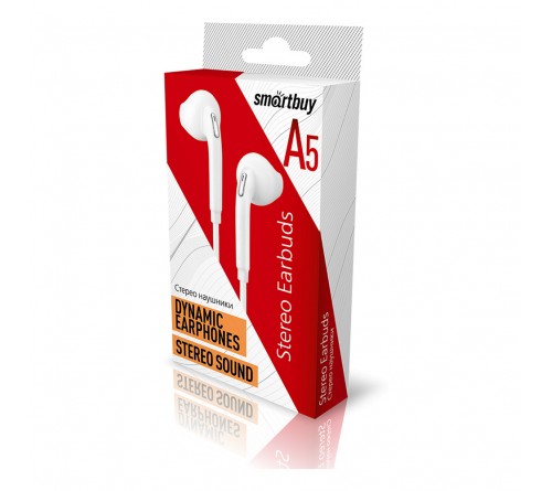 Наушники  SmartBuy SBE   202K         (Вакуумные)             (60) Стерео A5 White, коробочка