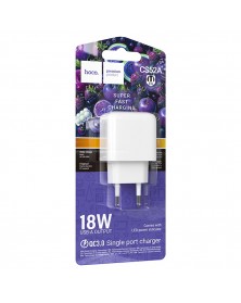 Сетевое Зарядное Устройство 220V- 1*USB выход   Hoco CS52A  3.0A White QC3...