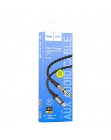 Кабель  AUX 3.5 Jack вилка - Type-C вилка 1.0 m, Hoco UPA  26 Black, коробо..