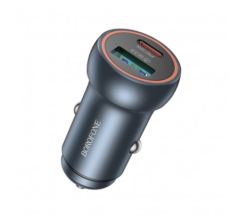 Автомобильное Зарядное Устройство 12V- USB 1*Type-C выход + 1*USB выход Borofone BZ  32A  3.0A,Black QC 3.0 Fast Charger 48W