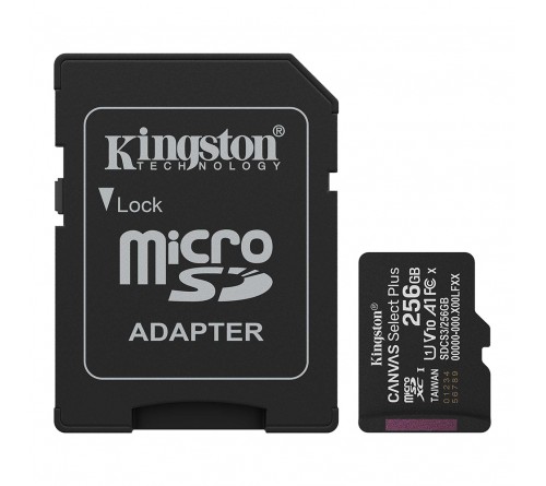 Карта памяти  MicroSDXC   256Gb (Class  10)  Kingston +  Адаптер SD Canvas Select Plus UHS-1 U1 A1 V10 150Mb/s