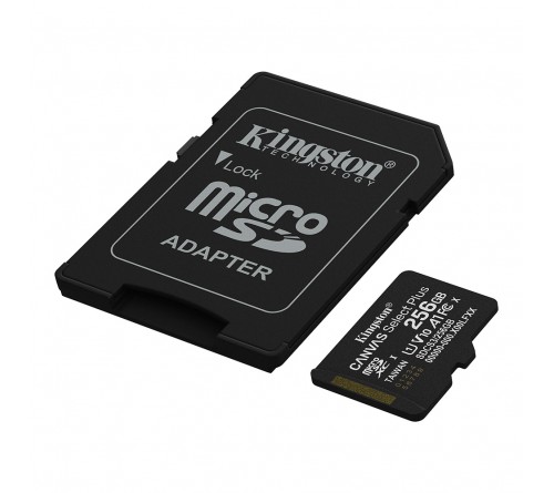 Карта памяти  MicroSDXC   256Gb (Class  10)  Kingston +  Адаптер SD Canvas Select Plus UHS-1 U1 A1 V10 150Mb/s