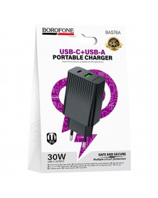 Сетевое Зарядное Устройство 220V- 1*Type-C выход + 1*USB  Borofone BAS76A  ..