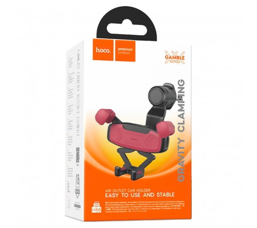 Автодержатель HOCO H   66 Gamble для смартфона, воздуховод, пластик, Black-Red