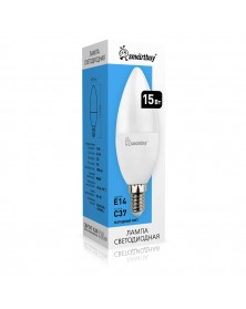 Лампа светодиодная SmartBuy (LED) C37-  15W-6000K E14 Холодный Дневной свет..