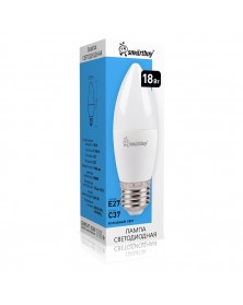 Лампа светодиодная SmartBuy (LED) C37-  18W-6000K E27 Холодный Дневной свет..