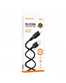 Кабель  USB - 8-pin Borofone BX113 1.0 m,2.4A Black, коробочка, Силикон