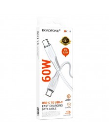 Кабель  Type-C - Type-C Borofone BX119 1.0 m,3.0A, White, коробочка Пластик, PD60W