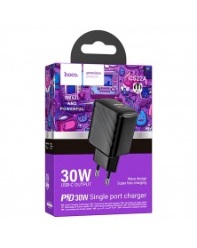 Сетевое Зарядное Устройство 220V- 1*Type-C выход   Hoco CS  22A  3.0A Black..