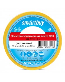 Изолента Smartbuy (SBE-IT-15-10-y) 0,13х15мм, 10 метров Желтая..