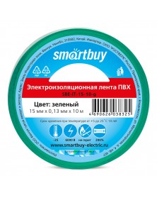 Изолента Smartbuy (SBE-IT-15-10-g) 0,13х15мм, 10 метров Зелёная..