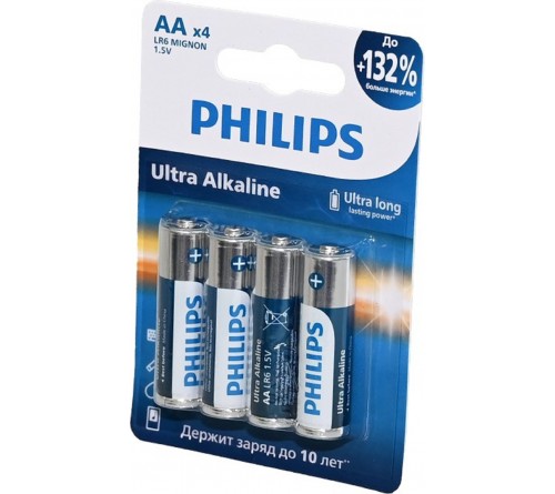 Батарейка PHILIPS            LR6 AA  Alkaline  ( 4BL) ULTRA  1.5V ( 48/144)