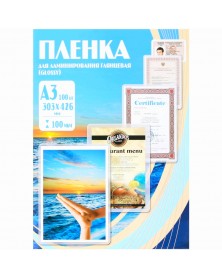 Плёнка для ламинирования Office Kit глянцевая A3   (303*426), 100 мкм, 100 ..