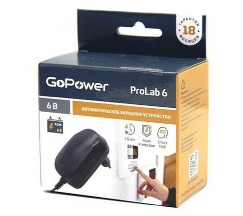 Зарядное устройство  GoPower ProLab 6 для свинцово-кислотных аккумуляторов 6 V  1.0A