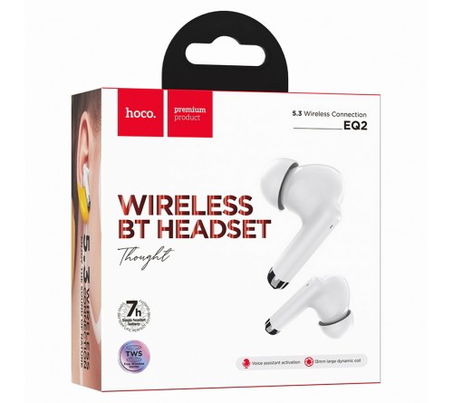 Гарнитура Hoco EQ   2 TWS              (Вакуумная)             (    ) White   HiFi ДУ Bluetooth V5.3, Беспроводная