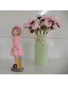 Сувенир  H1695-B Кукла в розовом платье  Керамика  18,5 см
