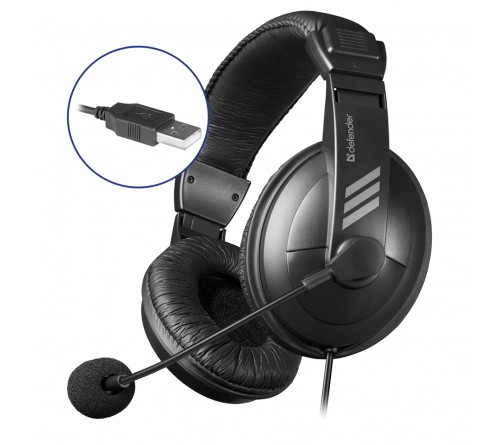 Гарнитура Defender HN-750U              (Полноразмерная)  (28) Стерео USB-выход