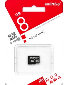 Карта памяти  MicroSDHC       8Gb (Class  10)  SmartBuy  без Адаптера