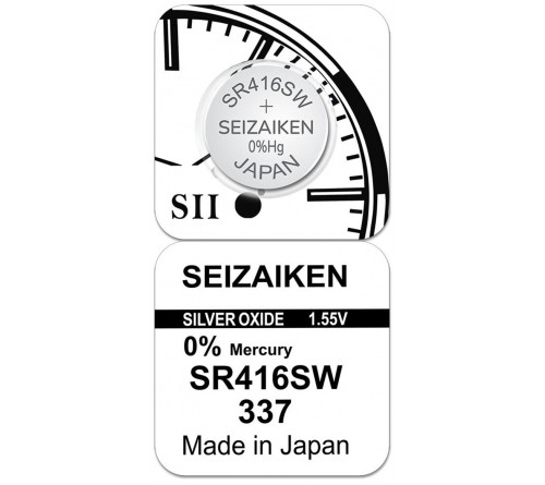 Батарейка SEIZAIKEN 337 (SR416SW) Silver Oxide 1.55V (1/10/100)