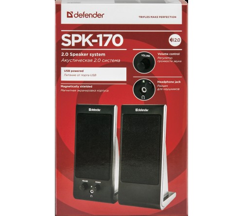 Колонки DEFENDER SPK170                  2.0 (2*   2W)  Пластик, питание 5V или от USB