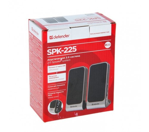 Колонки DEFENDER SPK225                  2.0 (2*   2W)  Пластик, питание 5V или от USB