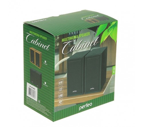 Колонки Perfeo PF-  084 BK   Cabinet       2.0 (2*   3W)  Дерево Black, питание 5V или от USB (PF_A4327)